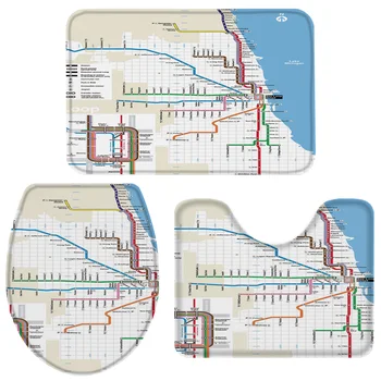 3 Pieces Bathroom Set Map Of Chicago Railway Layout Bath Set Toilet Cover Mat Pedestal Rug Non-Slip Bathroom Rug Set
3 Pieces Bathroom Set Map Of Chicago Railway Layout Bath Set Toilet Cover Mat Pedestal Rug Non-Slip Bathroom Rug Set