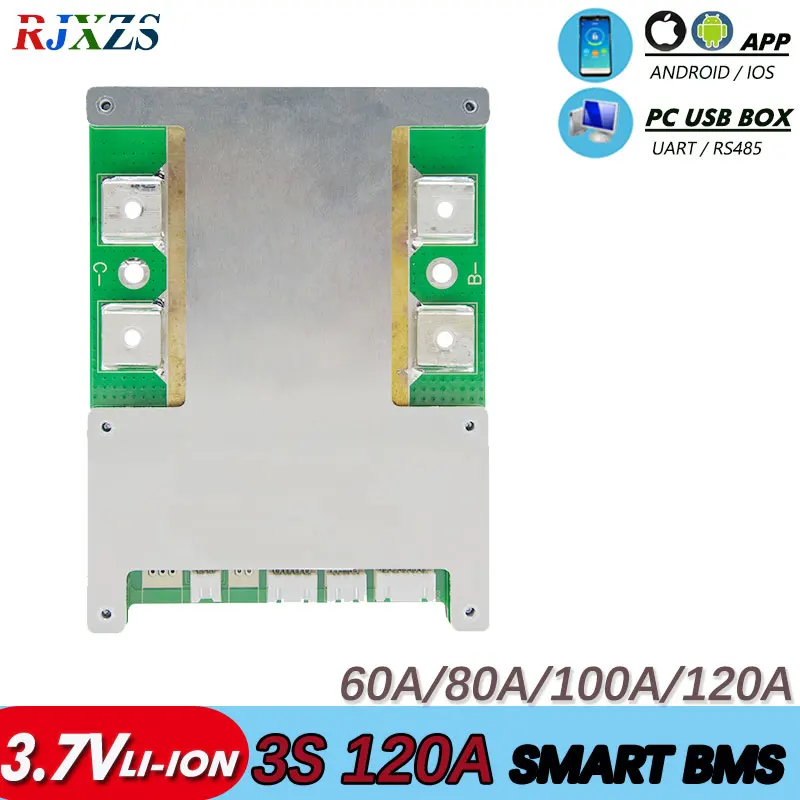 smart bms 3S 60A/80A/100A/120A 11.1V bms bluetooth Li-ion smart bms pcm with UART correspondence bms wi software (PC) monitor
smart bms 3S 60A/80A/100A/120A 11.1V bms bluetooth Li-ion smart bms pcm with UART correspondence bms wi software (PC) monitor