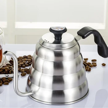 Gooseneck Stainless Steel Coffee Kettle Tea Pot With Thermometer 145*280*140mm With Thermometer On Top Of The Kettle
Gooseneck Stainless Steel Coffee Kettle Tea Pot With Thermometer 145*280*140mm With Thermometer On Top Of The Kettle