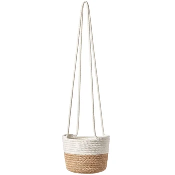 Hanging Planter Woven Plant Basket with Jute and Cotton Cord Indoor Up Flower Pot Macrame Indoor Plant Hangers 
Hanging Planter Woven Plant Basket with Jute and Cotton Cord Indoor Up Flower Pot Macrame Indoor Plant Hangers