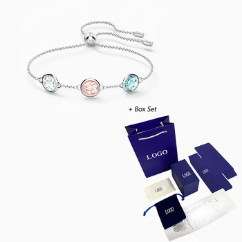 2020 Fashion SWA New TAHLIA Bracelet Exquisite Round Decorative Crystal White Gold Slider Bracelet Women Trend Jewelry Gift 
2020 Fashion SWA New TAHLIA Bracelet Exquisite Round Decorative Crystal White Gold Slider Bracelet Women Trend Jewelry Gift