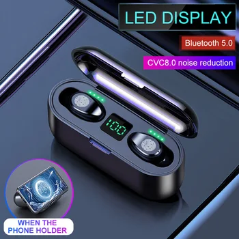 Wireless Earphone Bluetooth 5.0 F9 TWS Wireless Bluetooth Headphone LED Display With 2000mAh Power Bank Headset With Microphone
Wireless Earphone Bluetooth 5.0 F9 TWS Wireless Bluetooth Headphone LED Display With 2000mAh Power Bank Headset With Microphone
