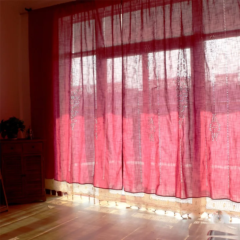 Natural Vintage Cotton Linen Curtain Crochet Hook Rose red curtains Semi-blackout lace cortinas for Wedding Living Room Bedroom
Natural Vintage Cotton Linen Curtain Crochet Hook Rose red curtains Semi-blackout lace cortinas for Wedding Living Room Bedroom