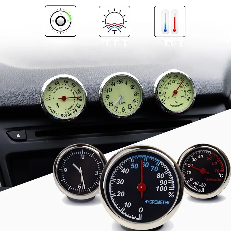 Car Luminous Clock Thermometer Hygrometer Internal Stick-On Dashboard Auto Interior Ornament Styling Accessories Gifts
Car Luminous Clock Thermometer Hygrometer Internal Stick-On Dashboard Auto Interior Ornament Styling Accessories Gifts