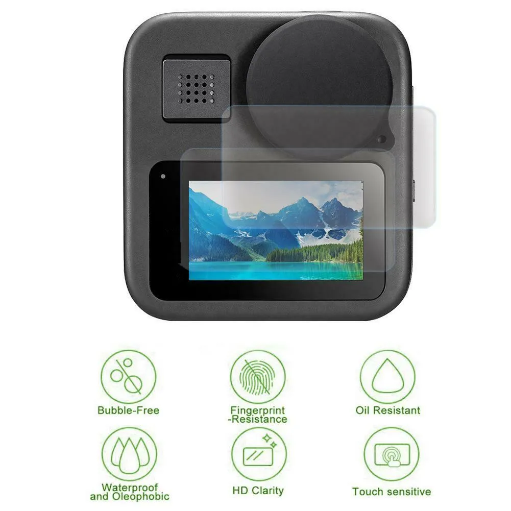 New Tempered Glass Protector Cover Case For Gopro Max 360 Action Camera Lens Cap Screen Protective Film | Электроника