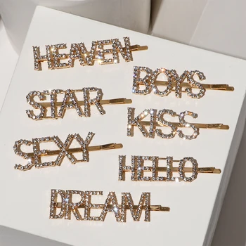 Crystal Hairpins Unique Letter Barrettes Hairwear Women Kid Girls Wedding Party Hair Pins Shiny Clips Headwear Hair Jewelry
Crystal Hairpins Unique Letter Barrettes Hairwear Women Kid Girls Wedding Party Hair Pins Shiny Clips Headwear Hair Jewelry