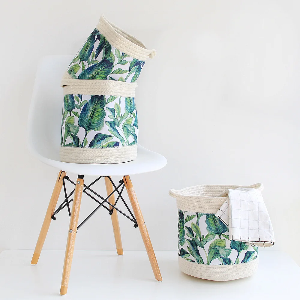 1PCS Nordic Style Storage Basket Green Leaf Cotton Rope Organizer Basket Woven Finishing Foldable Sundries Clothes Storage Box
1PCS Nordic Style Storage Basket Green Leaf Cotton Rope Organizer Basket Woven Finishing Foldable Sundries Clothes Storage Box