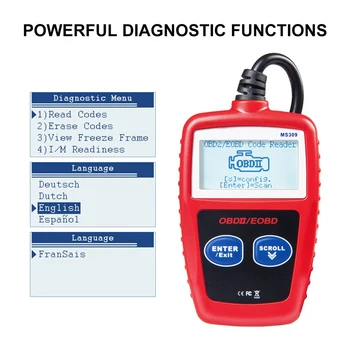Free Shipping Code Scanner MS309 CAN BUS OBD2 car Code Reader EOBD OBD II Diagnostic Tool Multi-languages
Free Shipping Code Scanner MS309 CAN BUS OBD2 car Code Reader EOBD OBD II Diagnostic Tool Multi-languages