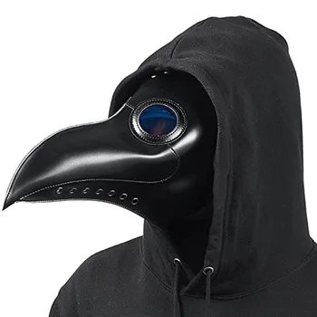 

Molezu Plague Doctor Mask Leather In Black Beak Mask Plague Doctor Halloween Mask Steampunk PU Birds Cosplay Doctour De Peste