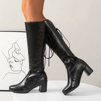 Hot Sale 2020 Large Sizes 48 Chunky High Heels Shoelaces Women Winter Shoes Female Knee High Riding Boots
Hot Sale 2020 Large Sizes 48 Chunky High Heels Shoelaces Women Winter Shoes Female Knee High Riding Boots