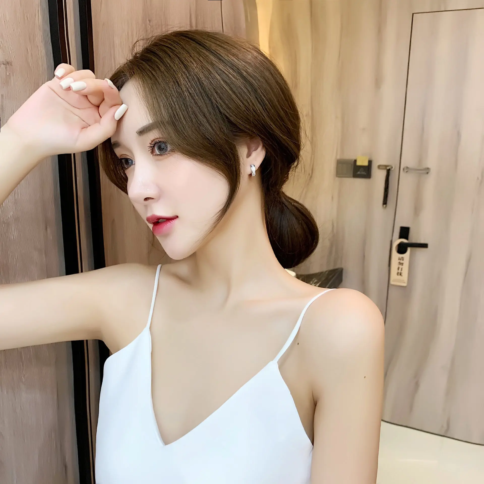 LByzHan – petites boucles d'oreilles rondes incrustées de Zircon pour femmes, bijoux en argent Sterling 925 3