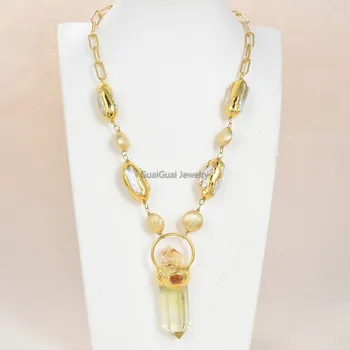 GG Jewelry 20'' White Keshi Biwa Pearl Gold Plated Coin Natural Citrine Lemon Quartz Pendant Chain Necklace
GG Jewelry 20'' White Keshi Biwa Pearl Gold Plated Coin Natural Citrine Lemon Quartz Pendant Chain Necklace