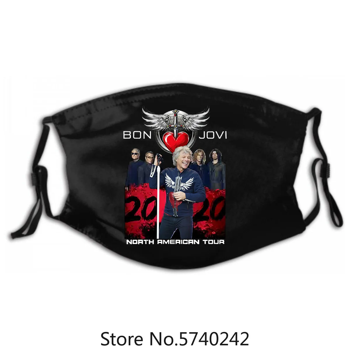 

Adams 2020 Concert Tour Cotton Bon Jovi And Bryan Mask Washable Reusable Mask with PM2.5 Filters 5 Layers of Protection