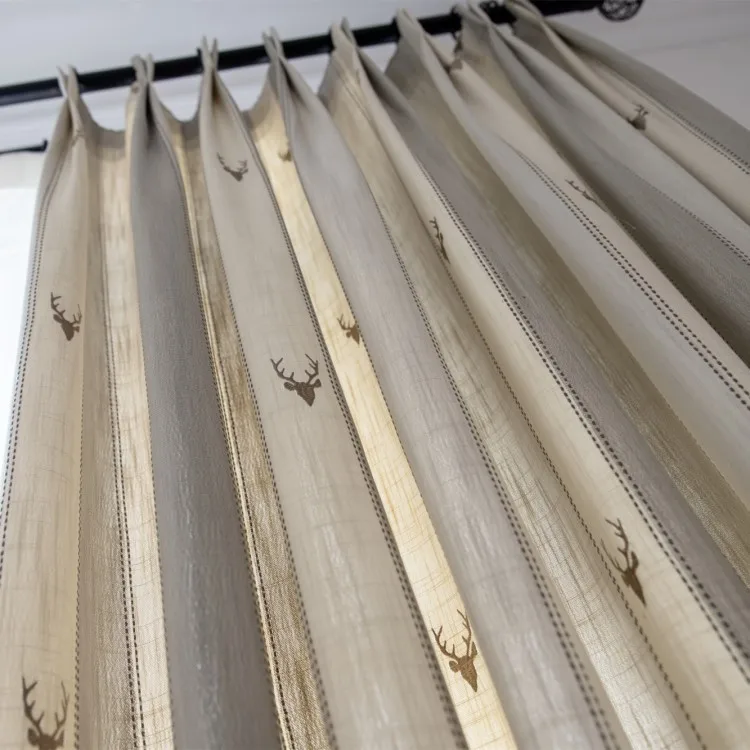 Simple Modern Nordic Elk Striped Embroidered Cotton Curtains for Living Dining Room Bedroom.
Simple Modern Nordic Elk Striped Embroidered Cotton Curtains for Living Dining Room Bedroom.