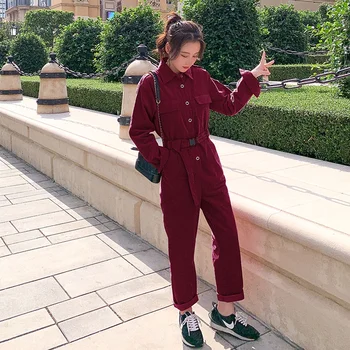 Women Long Sleeve Wine Red Jumpsuit Straight One Piece Pants Female Streetwear Hip Hop Loose Casual Sashe Overalls Harem Trouser
Women Long Sleeve Wine Red Jumpsuit Straight One Piece Pants Female Streetwear Hip Hop Loose Casual Sashe Overalls Harem Trouser