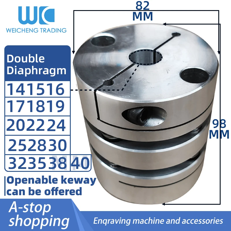 1pc Flexible Diaphragm Coupling D82 L98 bore 14/15/16/17/18/19/20/22/24/25/28/30/32/35/38/40mm Coupling Stepper Motor Coupler
1pc Flexible Diaphragm Coupling D82 L98 bore 14/15/16/17/18/19/20/22/24/25/28/30/32/35/38/40mm Coupling Stepper Motor Coupler