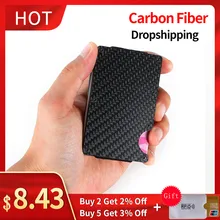 BISI GORO Carbon Fiber etui na karty kredytowe minimalistyczny portfel aluminium Metal Anti RFID blokowanie kart bankowych dla ludzi biznesu uchwyt dla mężczyzn(China)