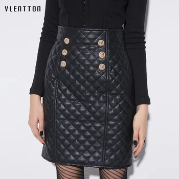 High Quality Autumn Winter Sexy PU Faux Leather Mini Skirt Women's Metal Button High Waist Plaid Skirts Female Saia Jupe Femme
High Quality Autumn Winter Sexy PU Faux Leather Mini Skirt Women's Metal Button High Waist Plaid Skirts Female Saia Jupe Femme