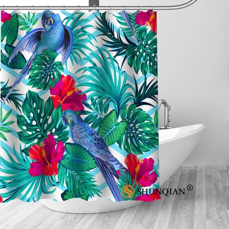 

Занавеска для ванной с Тропическими Цветами на заказ, тканевая Современная занавеска для душа, красивые занавески для ванной комнаты, декор для ванной