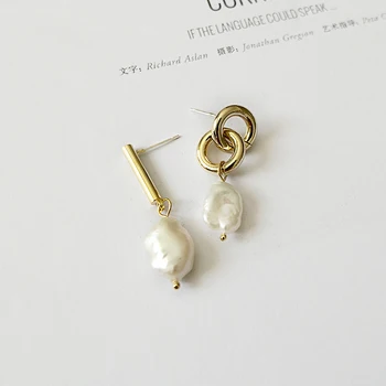 Peri'sBox Gold Bar Natural Freshwater Pearl Drop Earrings Double Circle Earrings Pearl Charm Geometric Asymmetric Earrings Femme 
Peri'sBox Gold Bar Natural Freshwater Pearl Drop Earrings Double Circle Earrings Pearl Charm Geometric Asymmetric Earrings Femme