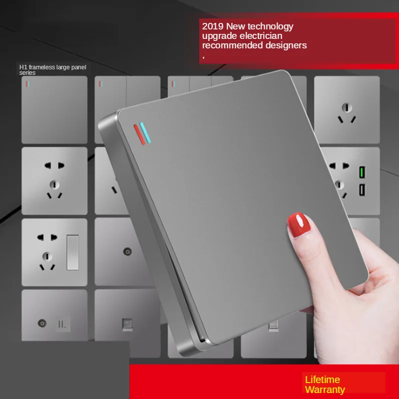 Switch Type 86 gray black one-open single-control switch five-hole fast charging usb socket safety anti-leakage switch panel
Switch Type 86 gray black one-open single-control switch five-hole fast charging usb socket safety anti-leakage switch panel