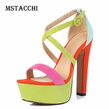 MStacchi Woman Sandals Summer Leather Buckle High Heel Shoes colour mixture Thick Bottom Peep Toe Party Shoes Sexy Women Sandals
MStacchi Woman Sandals Summer Leather Buckle High Heel Shoes colour mixture Thick Bottom Peep Toe Party Shoes Sexy Women Sandals