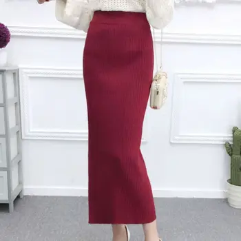 Women High Waist Long Pencil Skirt Autumn Knitted Skirt Elastic Split Knitted Casual Midi Skirt 
Women High Waist Long Pencil Skirt Autumn Knitted Skirt Elastic Split Knitted Casual Midi Skirt