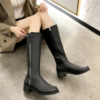 LZJ New 2020 Knee-high Boots Square with Ladies Boot Sexy Ladies Zipper PU Material Fashion Boot Shoes Size 35-40 Zapatos Mujer
LZJ New 2020 Knee-high Boots Square with Ladies Boot Sexy Ladies Zipper PU Material Fashion Boot Shoes Size 35-40 Zapatos Mujer