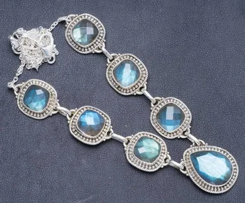 Natural Blue Fire Labradorite Handmade Unique 925 Sterling Silver Necklace 18.5+2" Y5451
Natural Blue Fire Labradorite Handmade Unique 925 Sterling Silver Necklace 18.5+2" Y5451