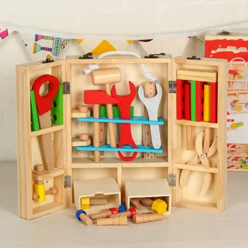 Hand-held Puzzle Simulation Wooden Tool Toys Pretend Play Tool Box Educational Construction Toys Set Repair Intelligence Toolbox
Hand-held Puzzle Simulation Wooden Tool Toys Pretend Play Tool Box Educational Construction Toys Set Repair Intelligence Toolbox