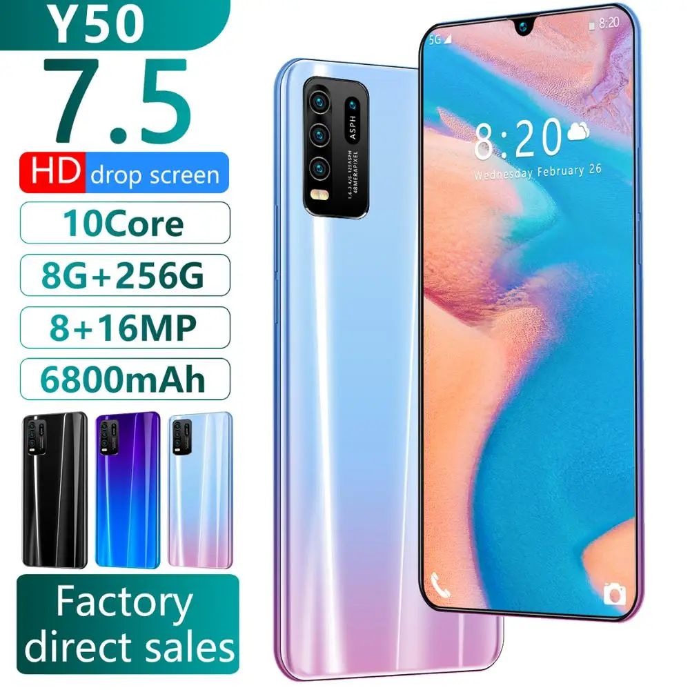 Original Global Version Y50 7.5-inch large screen smart Android phone 8GB RAM 6800mah Send mobile phone case 4G LTE Smartphone
Original Global Version Y50 7.5-inch large screen smart Android phone 8GB RAM 6800mah Send mobile phone case 4G LTE Smartphone