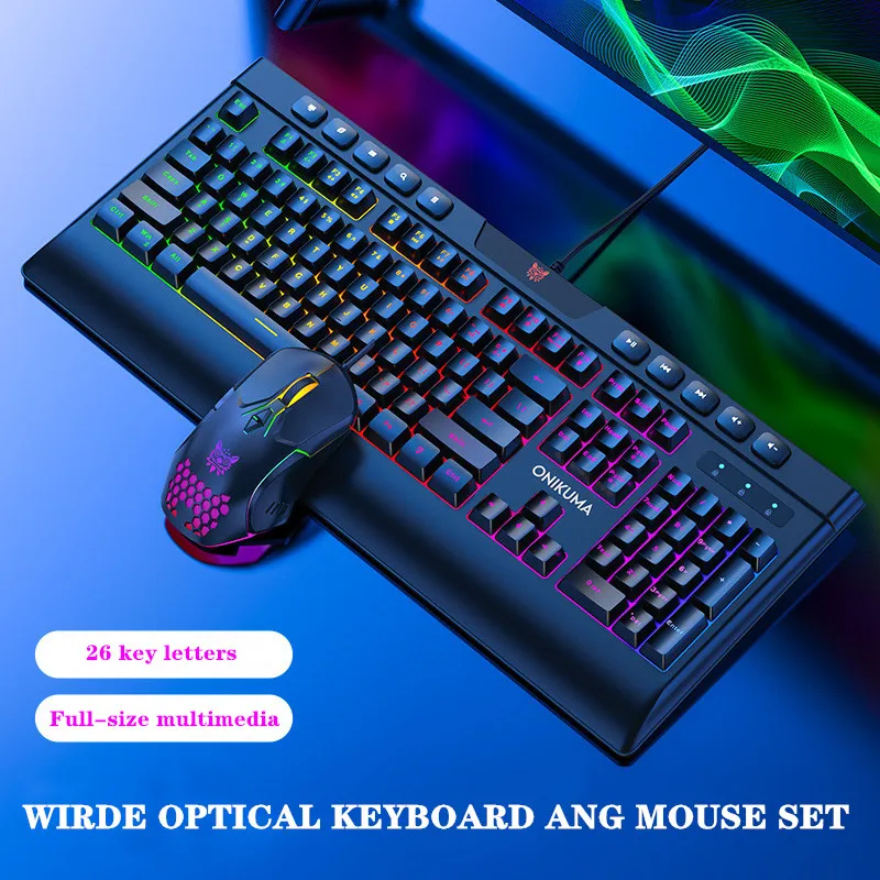 Фото Игровая/Офисная Клавиатура Проводная игровая мышь набор 104 клавиш с RGB подсветкой