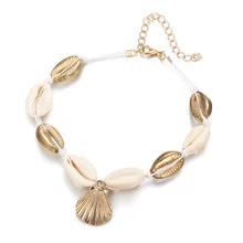 Shell Pulseira Pulseira Feminina Nova Moda Praia Tecido Tornozeleiras Coringa schelpen coquillage Vieiras concha concha de Metal 2019(China)