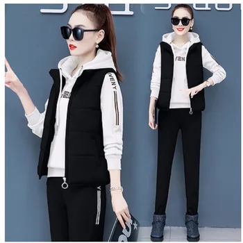 Autumn and winter new Fashion women suit women's tracksuits casual set with a hood fleece sweatshirt three pieces set 
Autumn and winter new Fashion women suit women's tracksuits casual set with a hood fleece sweatshirt three pieces set