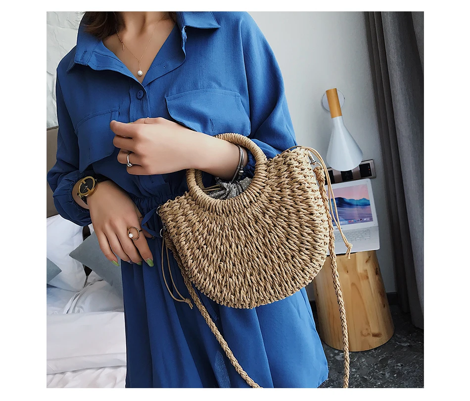 Summer Woven Straw Bucket Bags for Women 2021