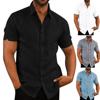 Men Cotton Linen Short Sleeve Button Down Casual Shirts Tops for Summer FS99 
Men Cotton Linen Short Sleeve Button Down Casual Shirts Tops for Summer FS99