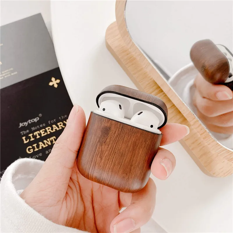 Роскошный чехол для наушников в стиле ретро с изображением деревянного зерна