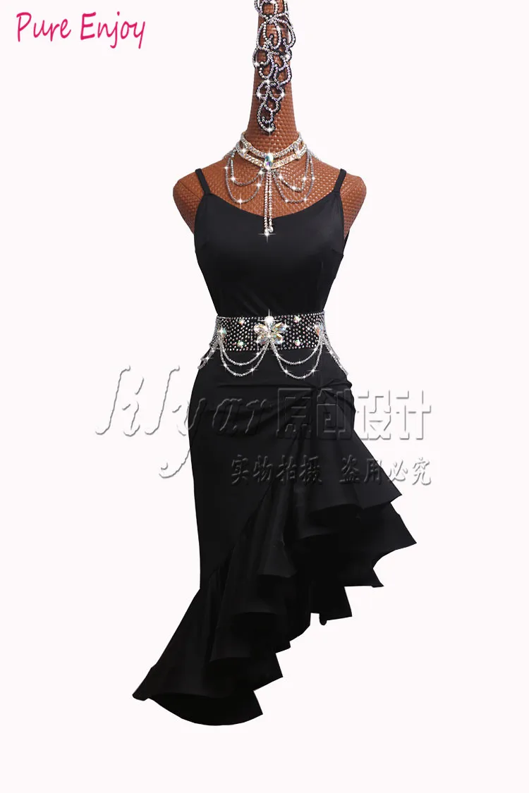 Черное сексуальное платье латинского танца для продажи танцевальная одежда