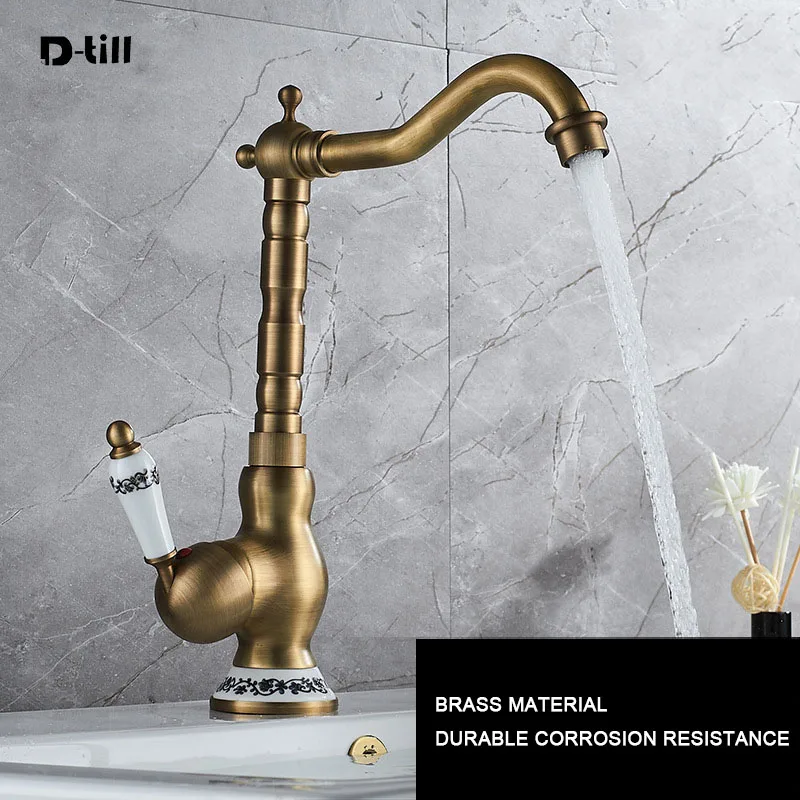 D-till Brass Faucet Gold Bathroom sink Basin Faucets Water Deck Mounted faucet Hot cold copper Mixer Taps faucet Antique
D-till Brass Faucet Gold Bathroom sink Basin Faucets Water Deck Mounted faucet Hot cold copper Mixer Taps faucet Antique