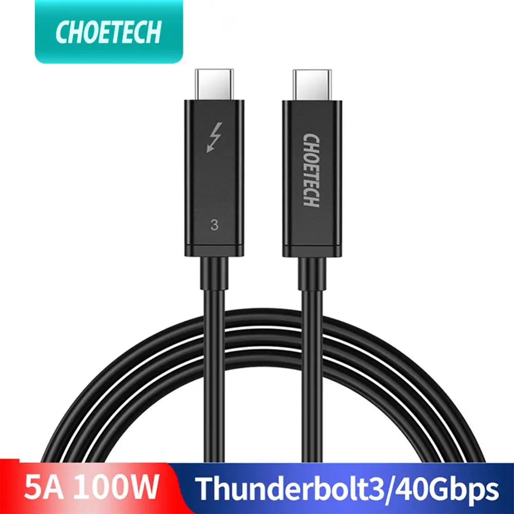 Кабель CHOETECH Thunderbolt 3 2 м/6 5f 40 Гбит/с 100 Вт 5А/20 в поддержка 5K UHD или 4K 60 Гц дисплей USB Type C