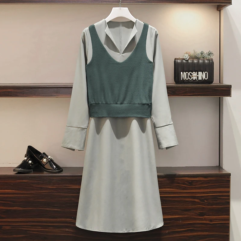 XL-5XL Plus Size Women Two Piece Dress Autumn 2019 Fashion Long Sleeve Loose Casual Chiffon Long Dresses and Knitted Vest
XL-5XL Plus Size Women Two Piece Dress Autumn 2019 Fashion Long Sleeve Loose Casual Chiffon Long Dresses and Knitted Vest