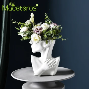 Half Body Human Face Ceramic Flower Pot Portrait Sculpture Ornament Succulent Character Vase Flower Arrangement Container Decor
Half Body Human Face Ceramic Flower Pot Portrait Sculpture Ornament Succulent Character Vase Flower Arrangement Container Decor