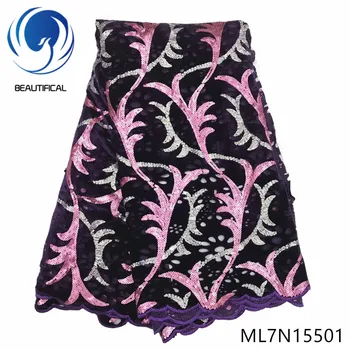 Beautifical nigerian fabrics 2019 New two-tone sequins embroidery Flannel fabrics for dress 5yards french lace fabric ML7N155
Beautifical nigerian fabrics 2019 New two-tone sequins embroidery Flannel fabrics for dress 5yards french lace fabric ML7N155