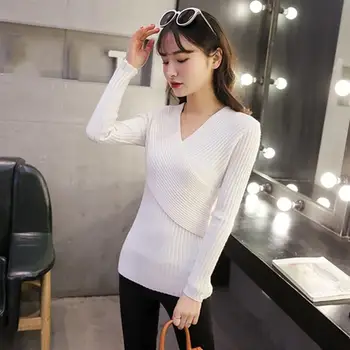 2019 New Sexy V Neck Slim Sweaters Autumn Casual Simple Knitting Pullovers Female Elastic Cotton Long Sleeve Tops
2019 New Sexy V Neck Slim Sweaters Autumn Casual Simple Knitting Pullovers Female Elastic Cotton Long Sleeve Tops