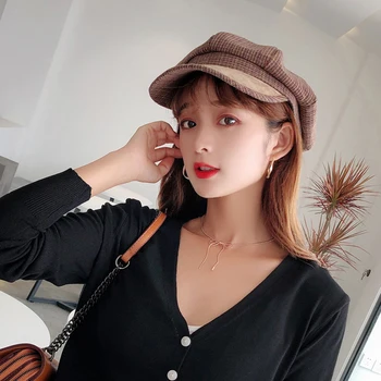 Hat female autumn and winter octagonal hat British retro plaid navy hat all-match beret
Hat female autumn and winter octagonal hat British retro plaid navy hat all-match beret