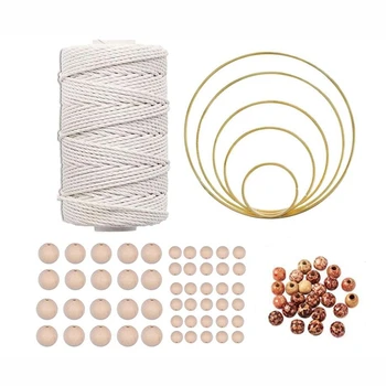Macrame Cord Natural Cotton Rope m with Macrame Ring Wooden Bead for DIY Teether Macrame Kit Wall Hanging Plant Hanger
Macrame Cord Natural Cotton Rope m with Macrame Ring Wooden Bead for DIY Teether Macrame Kit Wall Hanging Plant Hanger