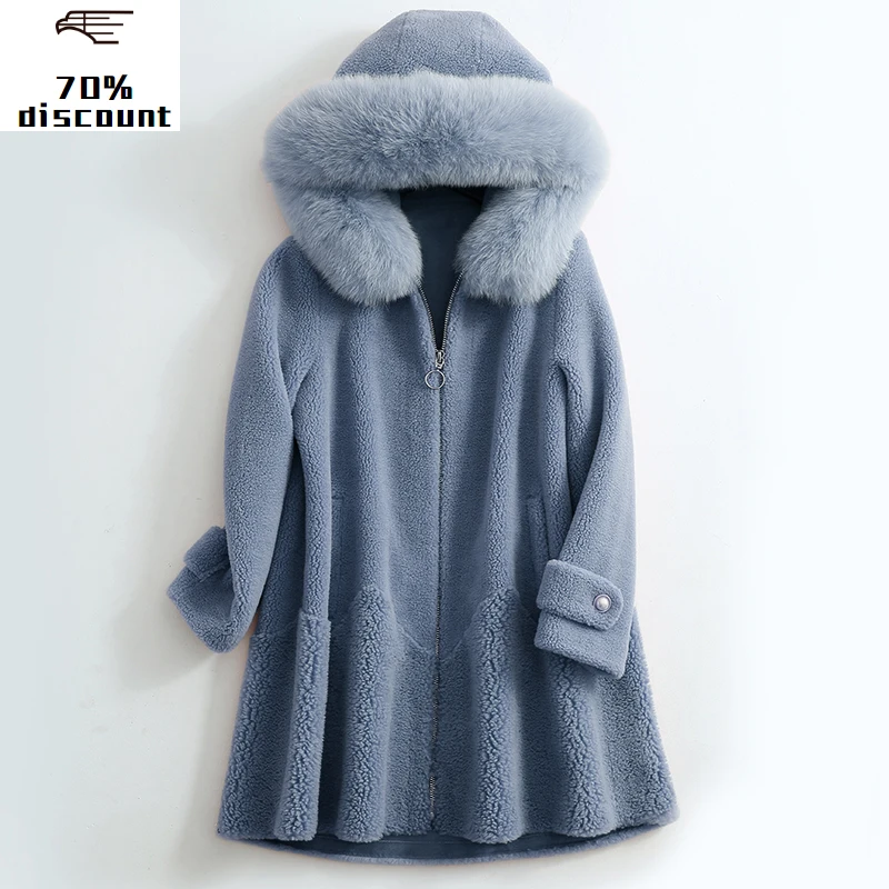 Real Sheep Shearling Fur Coat 2020 Winter Jacket Women Fox Fur Collar 300% Wool Coat Female Korean Long Jackets MY4043
Real Sheep Shearling Fur Coat 2020 Winter Jacket Women Fox Fur Collar 300% Wool Coat Female Korean Long Jackets MY4043