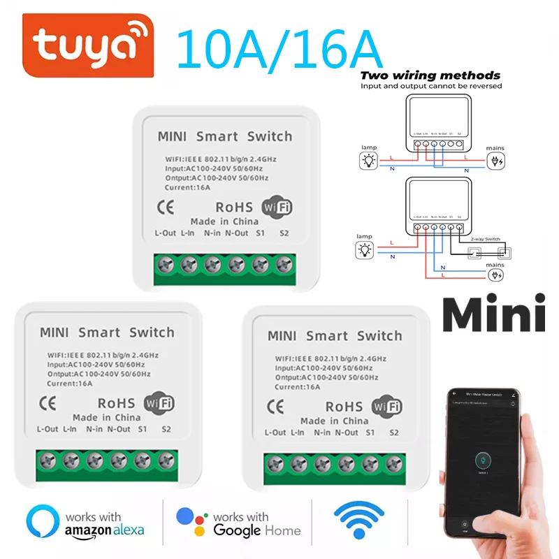 10A /16A Mini Wifi Switch Breaker AC100-240V Wide Rressure Alexa Google Home Voice Tuya App Smart Home Wireless Timing Switches
10A /16A Mini Wifi Switch Breaker AC100-240V Wide Rressure Alexa Google Home Voice Tuya App Smart Home Wireless Timing Switches