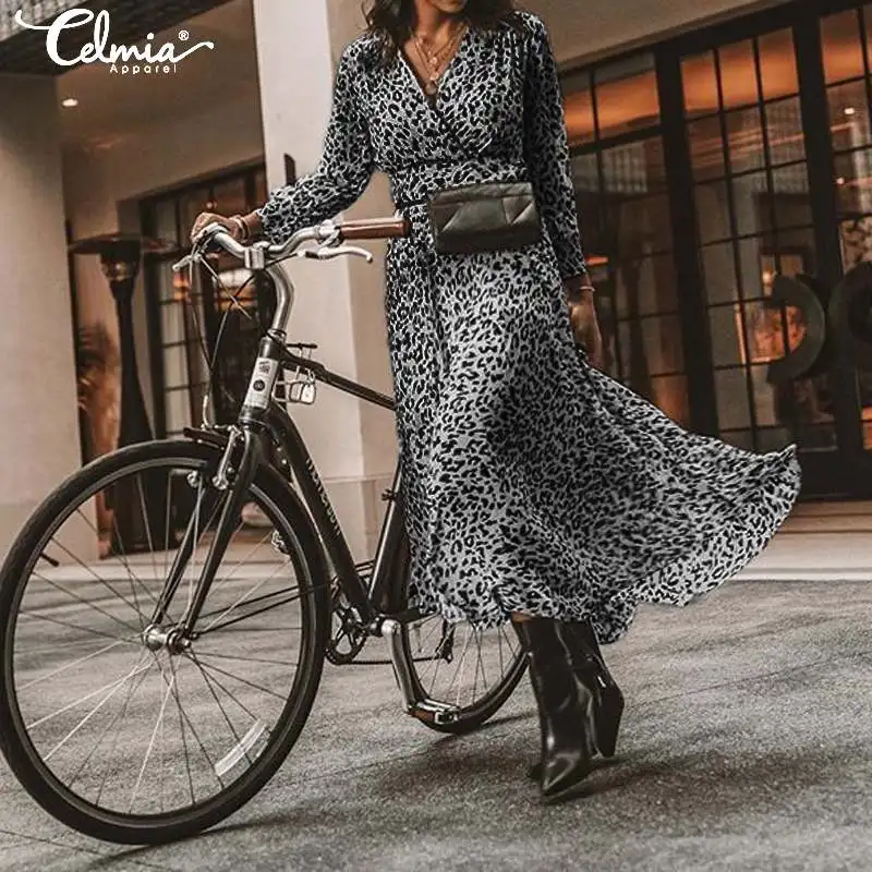 Bohemian Women Leopard Print Long Dress Celmia 2019 New Fashion Sexy V neck High Waist Pleated Party Maxi Dresses Plus Size Robe
Bohemian Women Leopard Print Long Dress Celmia 2019 New Fashion Sexy V neck High Waist Pleated Party Maxi Dresses Plus Size Robe