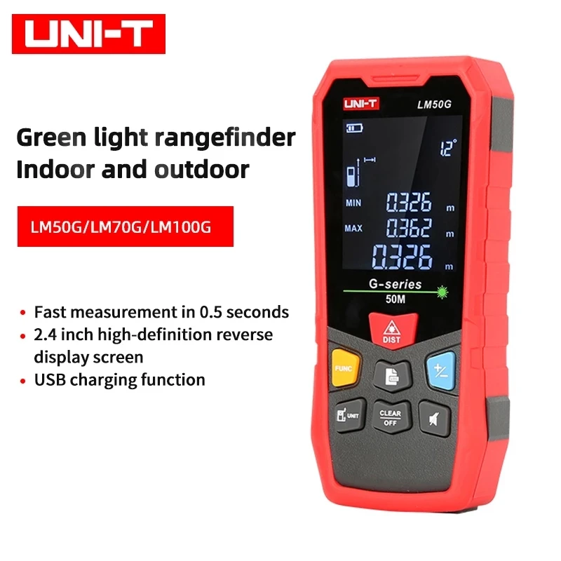 

UNI-T LM50G Handheld Green Laser Rangefinder Indoor and Outdoor Universal Measuring Electronic Ruler 50m 70m 100m